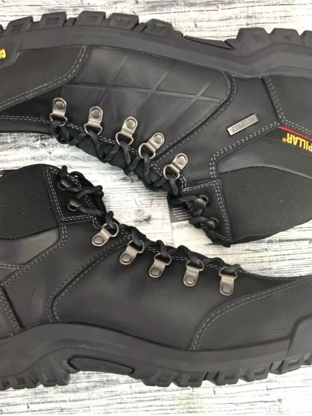 Caterpillar Black Men's Rugged Lace-Up Work Boots